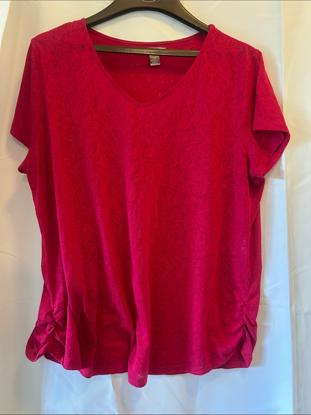 White Stag Short Sleeve V-Neck Top in Bright Pink